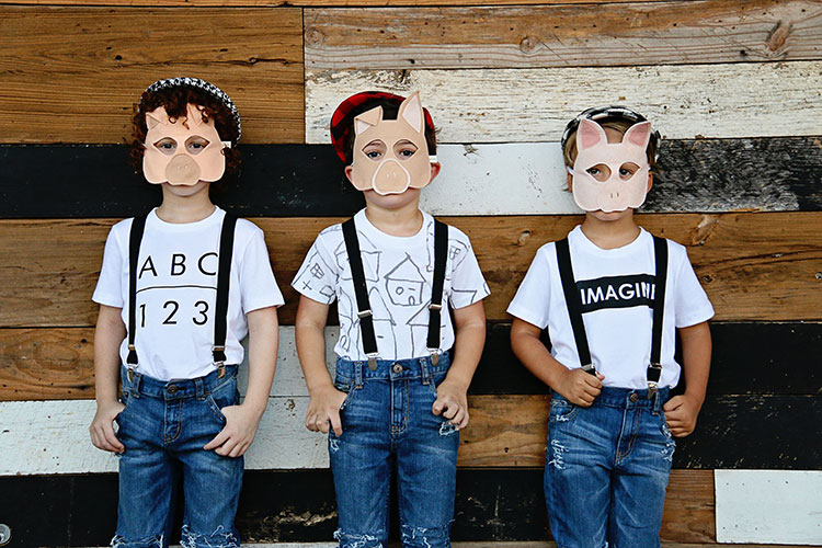 the three little pigs guarding their house little piggy with opposite of far play mask | the love designed life