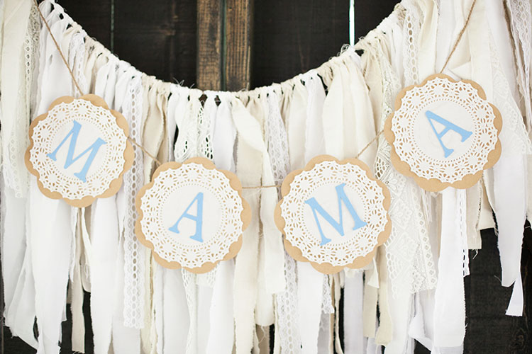'mama' banner for a baby shower | the love designed life