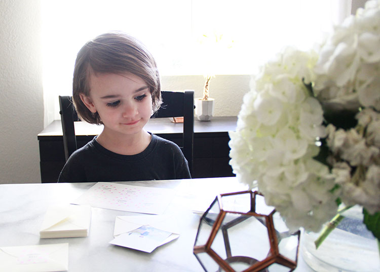 helping put together his valentine's from minted | the love designed life