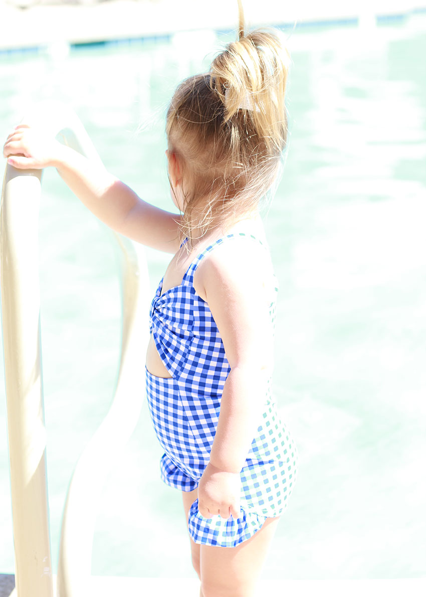 swim season! baby girl wearing crew + lu | the love designed life