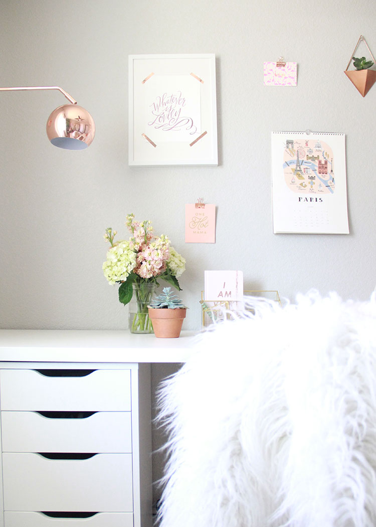 a feminine chic office setup | the love designed life