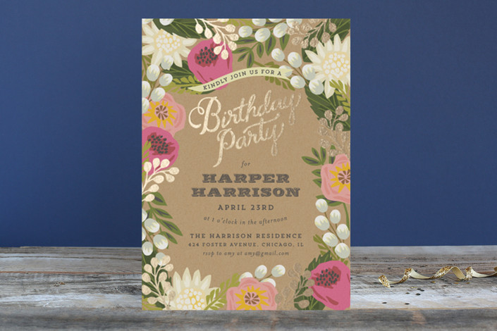 minted.com floral canopy with gold foil birthday party invitation | the love designed life