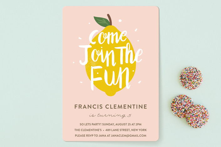 minted.com lemon birthday invitations