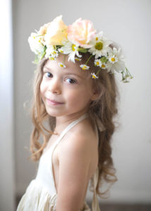 a sweet portrait of a little girl with a fresh flower crown by mother + child co. | the love designed life