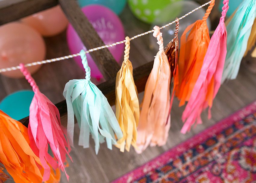 modern fiesta paper tassel garland by paperfox LA | margarita + sangria bar for diego's first fiesta | created by: the love designed life | pc: dream photography studio