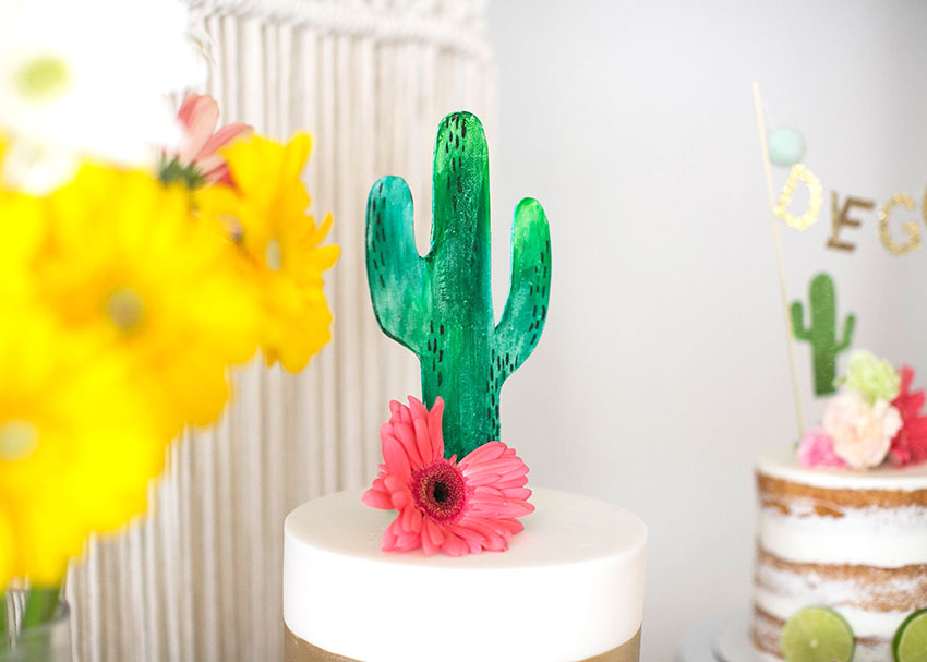 a saguaro cactus cake! margarita + sangria bar for diego's first fiesta | created by: the love designed life | pc: dream photography studio