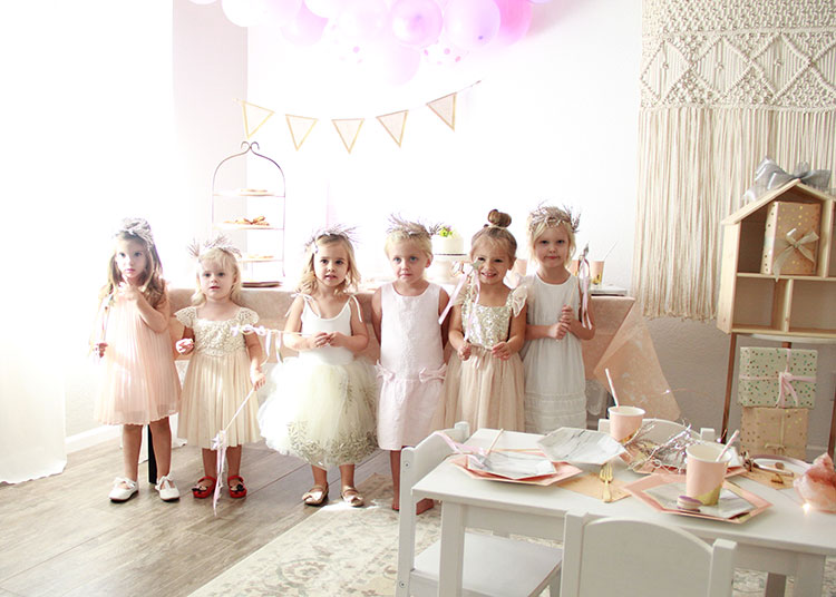 sweet girls at a modern third princess birthday party | thelovedesignedlife.com