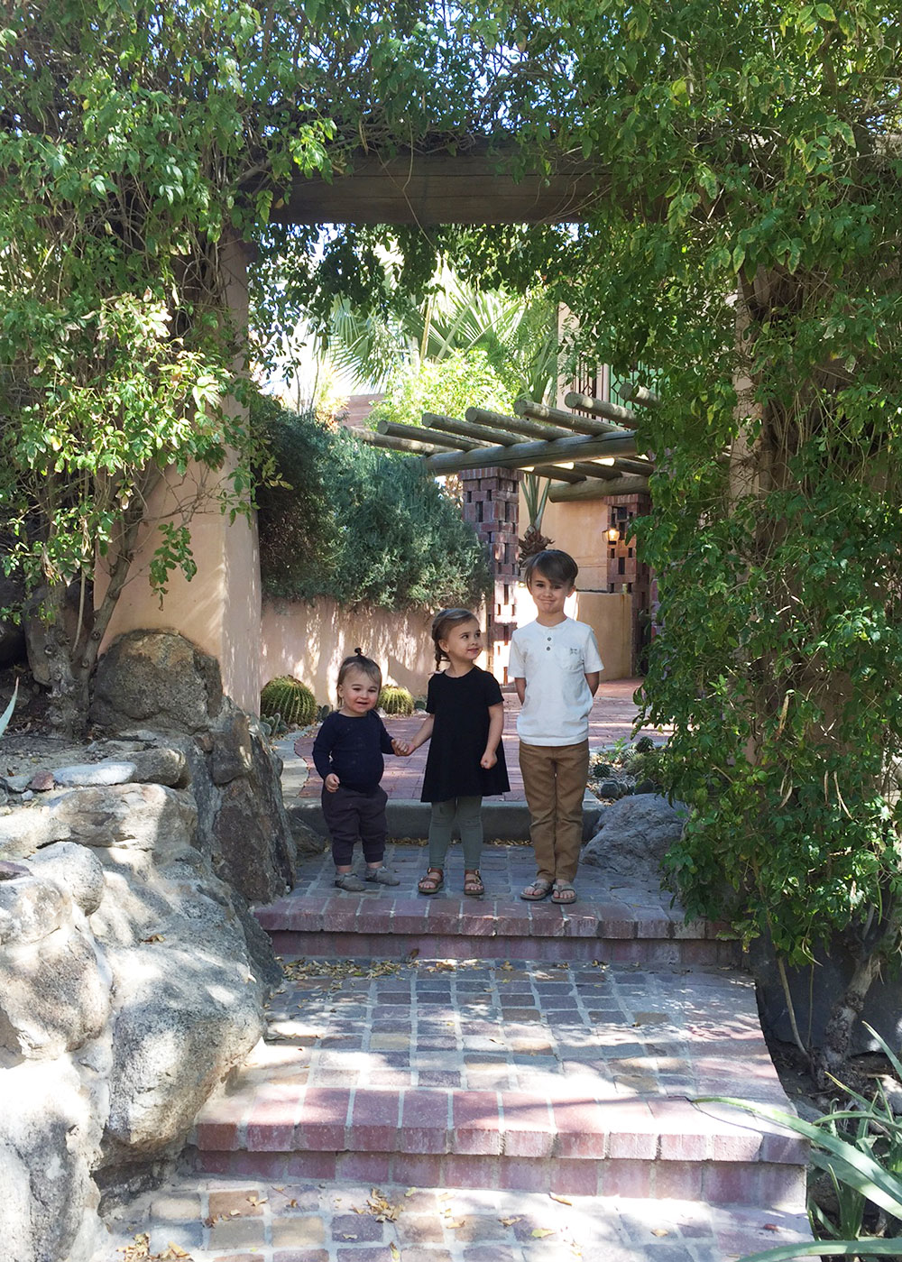 the kids at brunch at the cutest palm springs resort | thelovedesignedlife.com 