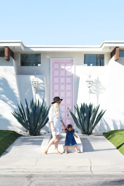 me + my girl in front of #thatpinkdoor in palm springs, california | thelovedesignedlife,cin