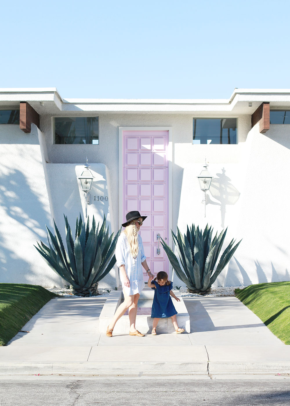 me + my girl in front of #thatpinkdoor in palm springs, california | thelovedesignedlife,cin