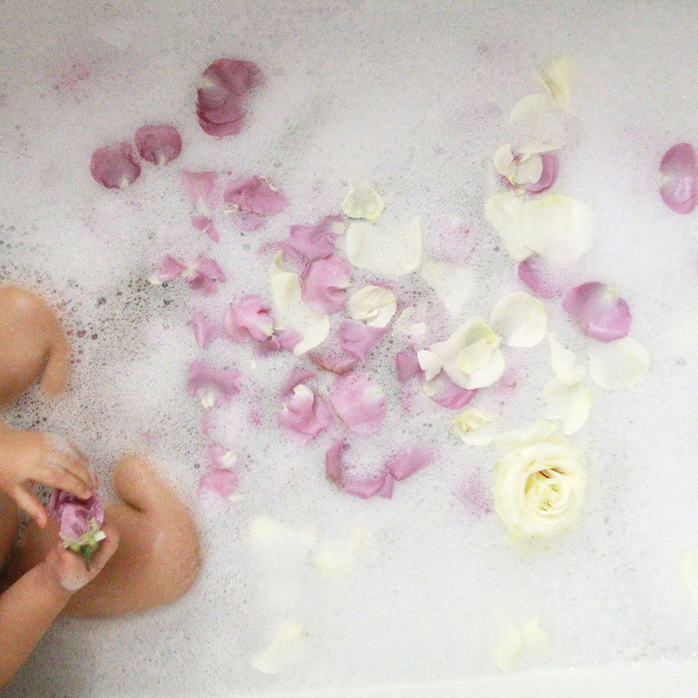 a pretty flower petal bath for my babies | thelovedesignedlife.com