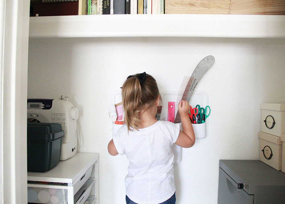 now she can reach her things in the craft closet. | thelovedesignedlife.com