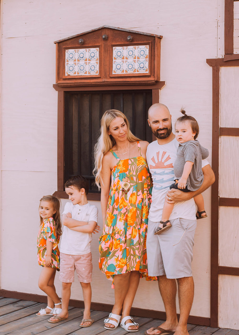 our colorful crazy family photo at the pointe hilton squaw peak resort in phoenix, az | sweetest mommy and me matching outfits by crew and lu | thelovedesignedlife.com