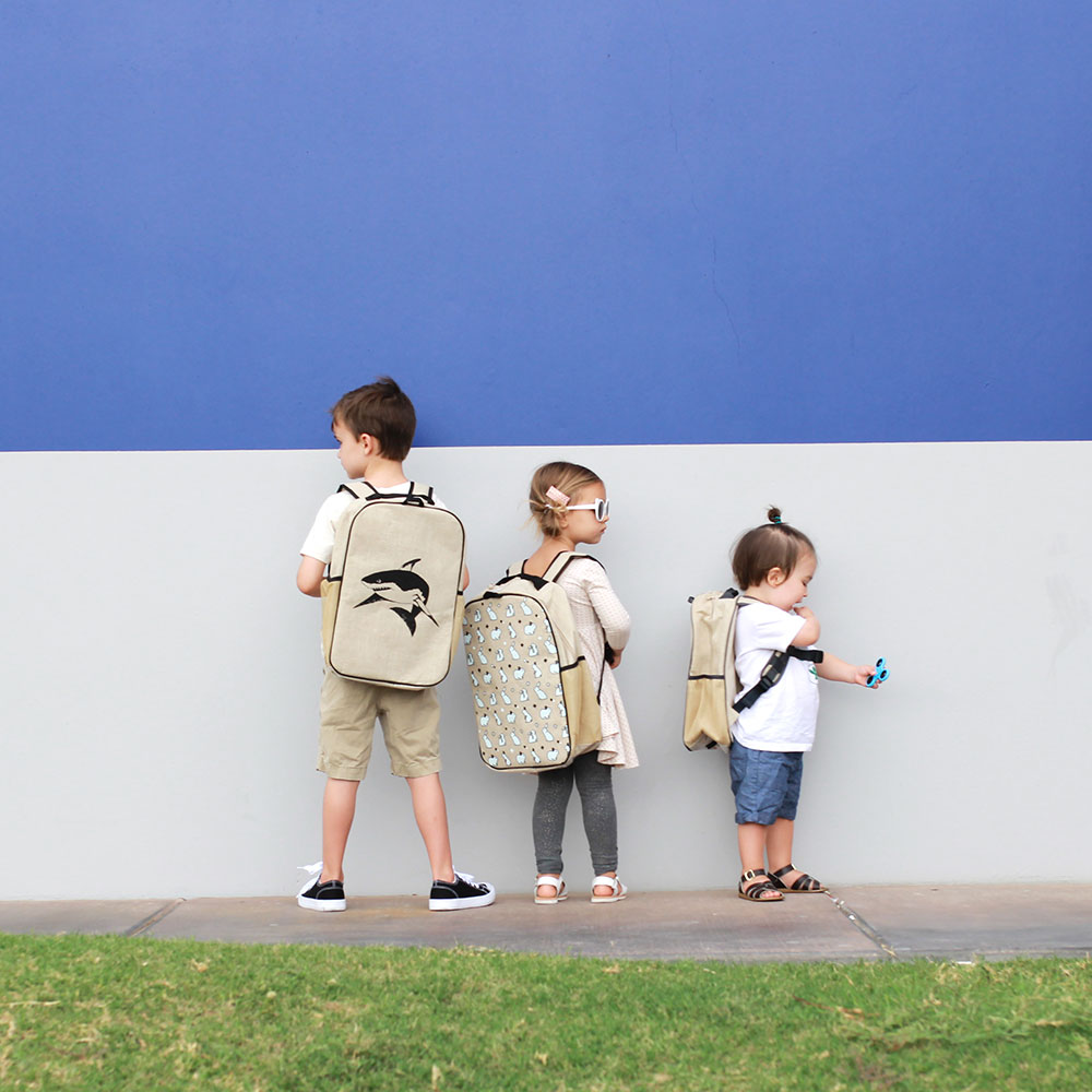 they got their fresh new linen washable backpacks on and ready for back to school | thelovedesignedlife.com