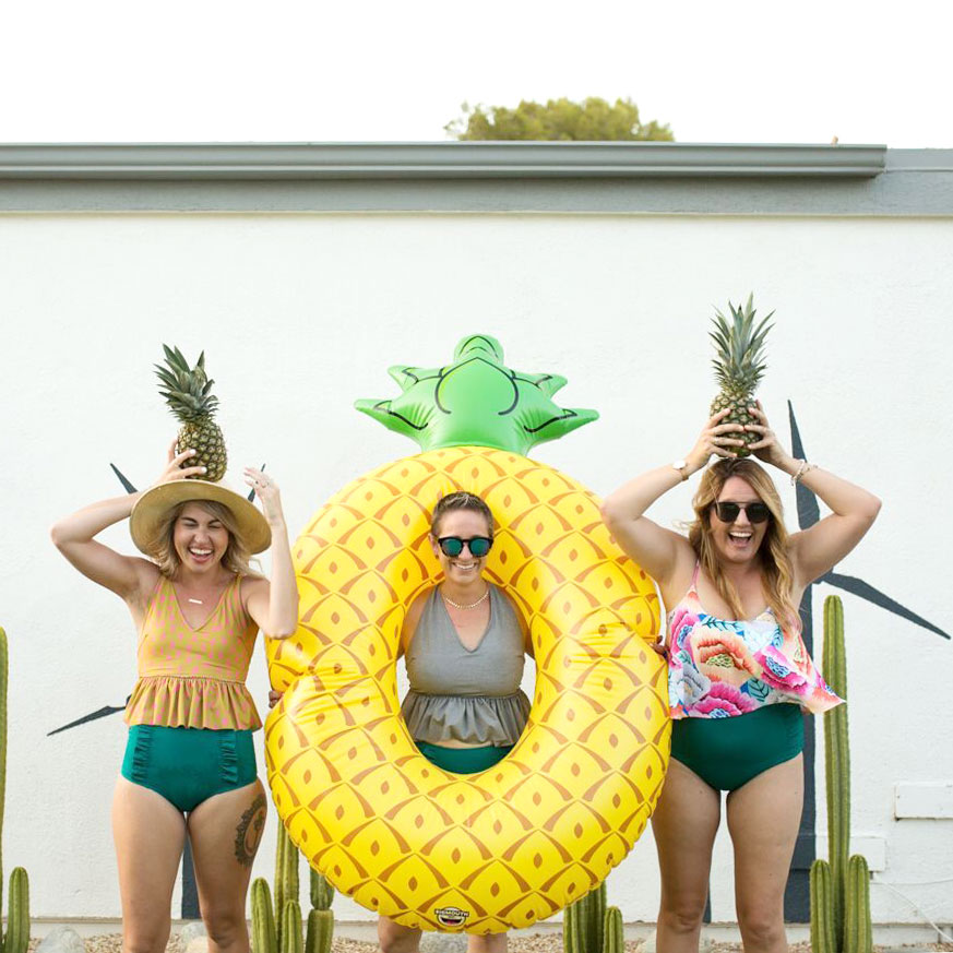 pineapples and pool floats in palm springs girls trip | thelovedesignedlife.com