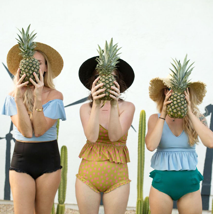 pineapples in palm springs with the cutes kortni jeane swimsuits | thelovedesignedlife.com