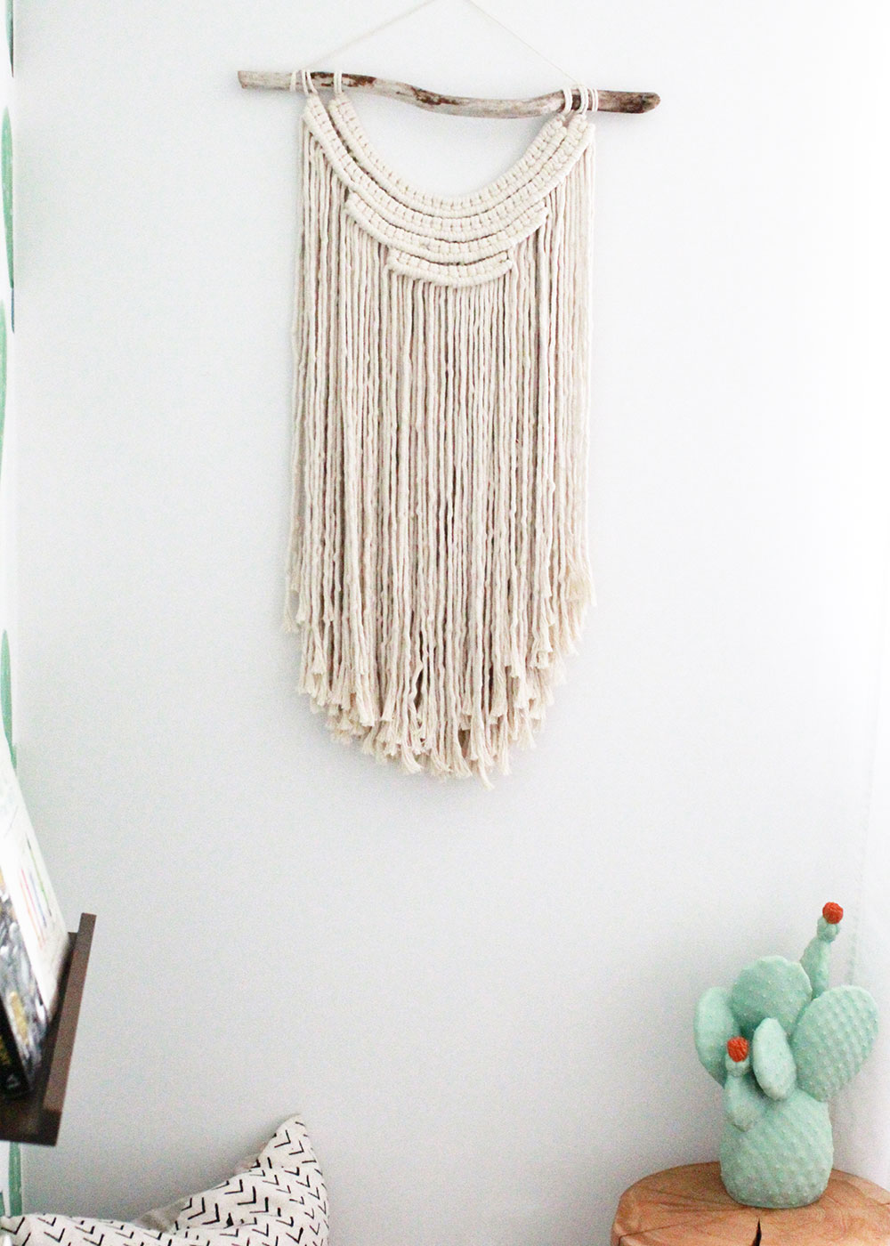 handmade macrame wall hanging for a modern boys' shared room | thelovedesignedlife.com