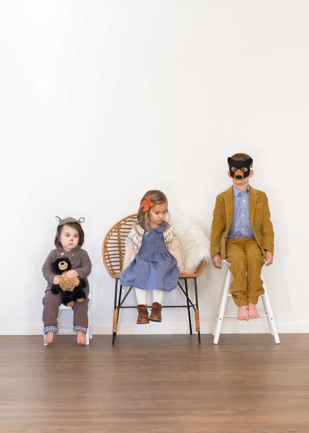 goldilocks and the three bears. fun and easy halloween costume idea with real clothes! | thelovedesignedlife.com