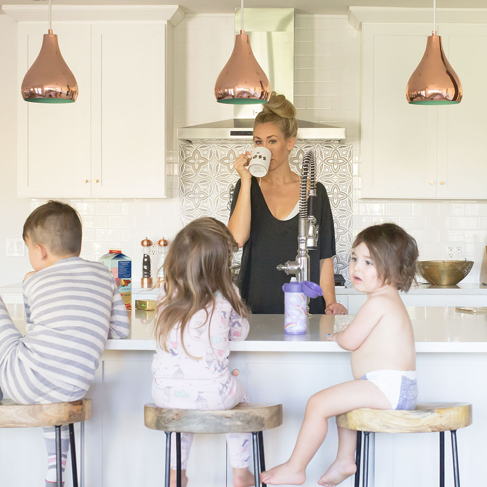 early mornings with my three babes call for lots of coffee. how to balance motherhood and blogging | the mom blog collective | thelovedesignedlife.com