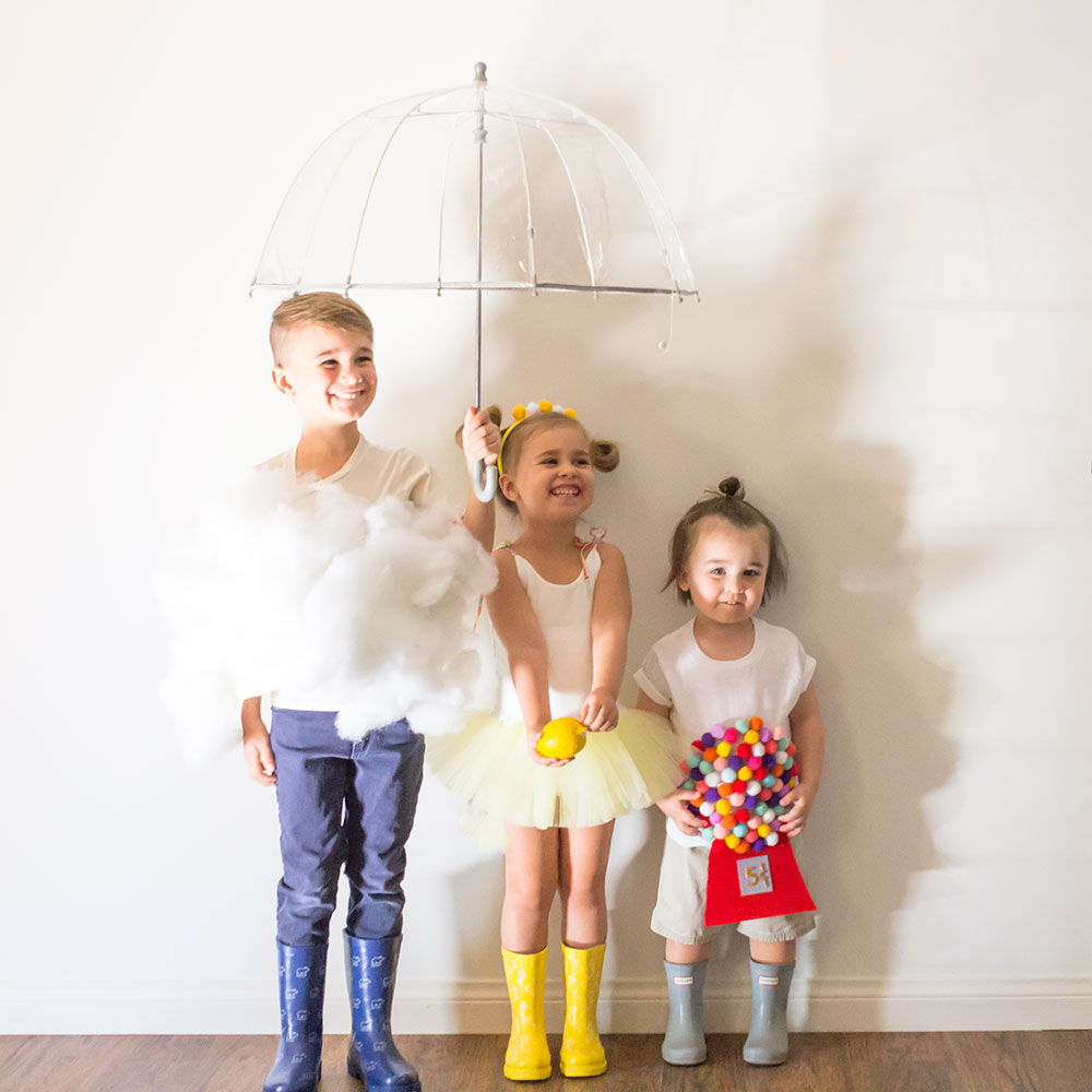 if all of the raindrops were lemondrops and gumdrops! cute and easy diy halloween costume idea for kids | thelovedesignedlife.com