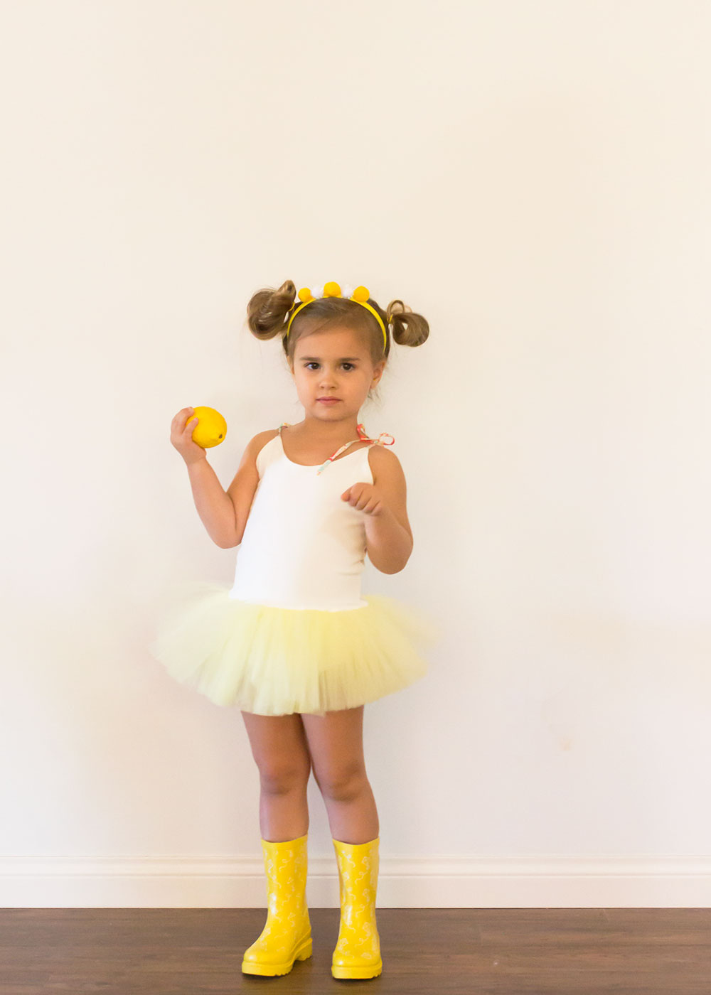 this little lemon drop is ready. fun and easy diy halloween costume | thelovedesignedlife.com