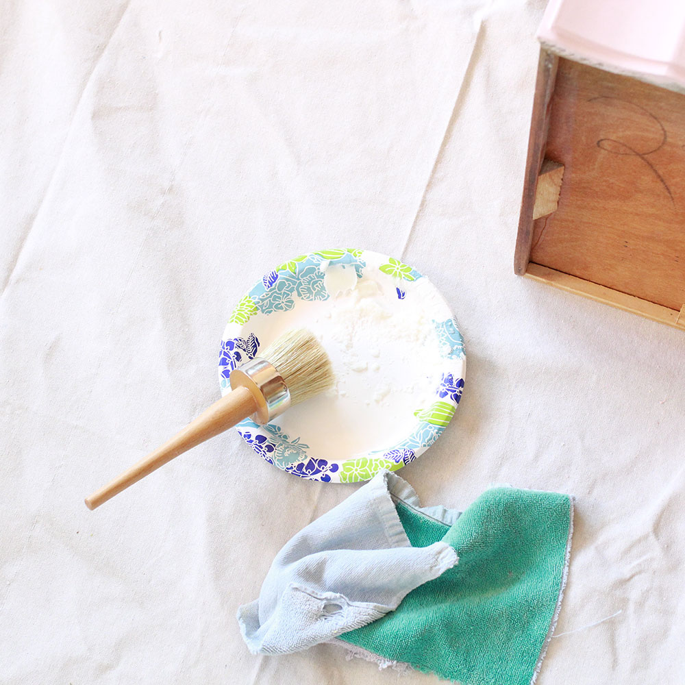 applying annie sloan wax after painting with chalk paint | thelovedesignedlife.com