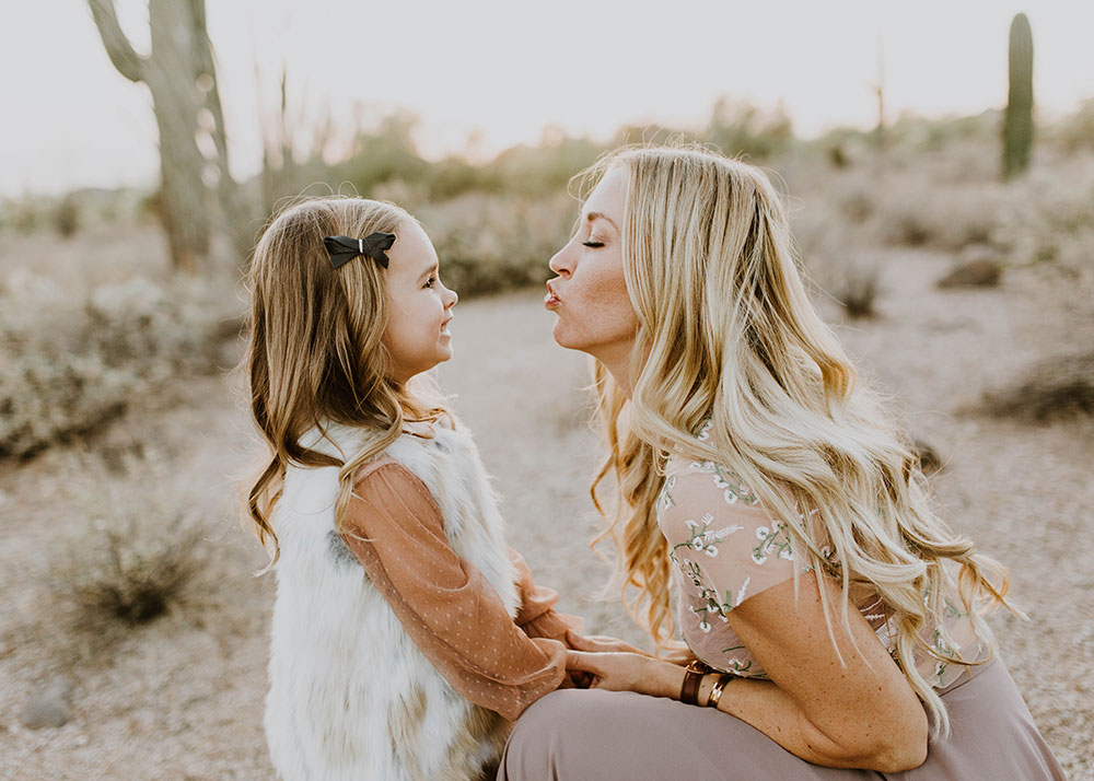 I always have to steal my kisses from you. #familyphotos #motheranddaughter #desertboho | thelovedesignedlife.com