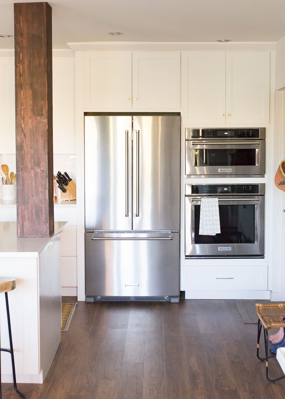 new kitchenaid appliances in our modern white kitchen remodel | thelovdedesignedlife.com