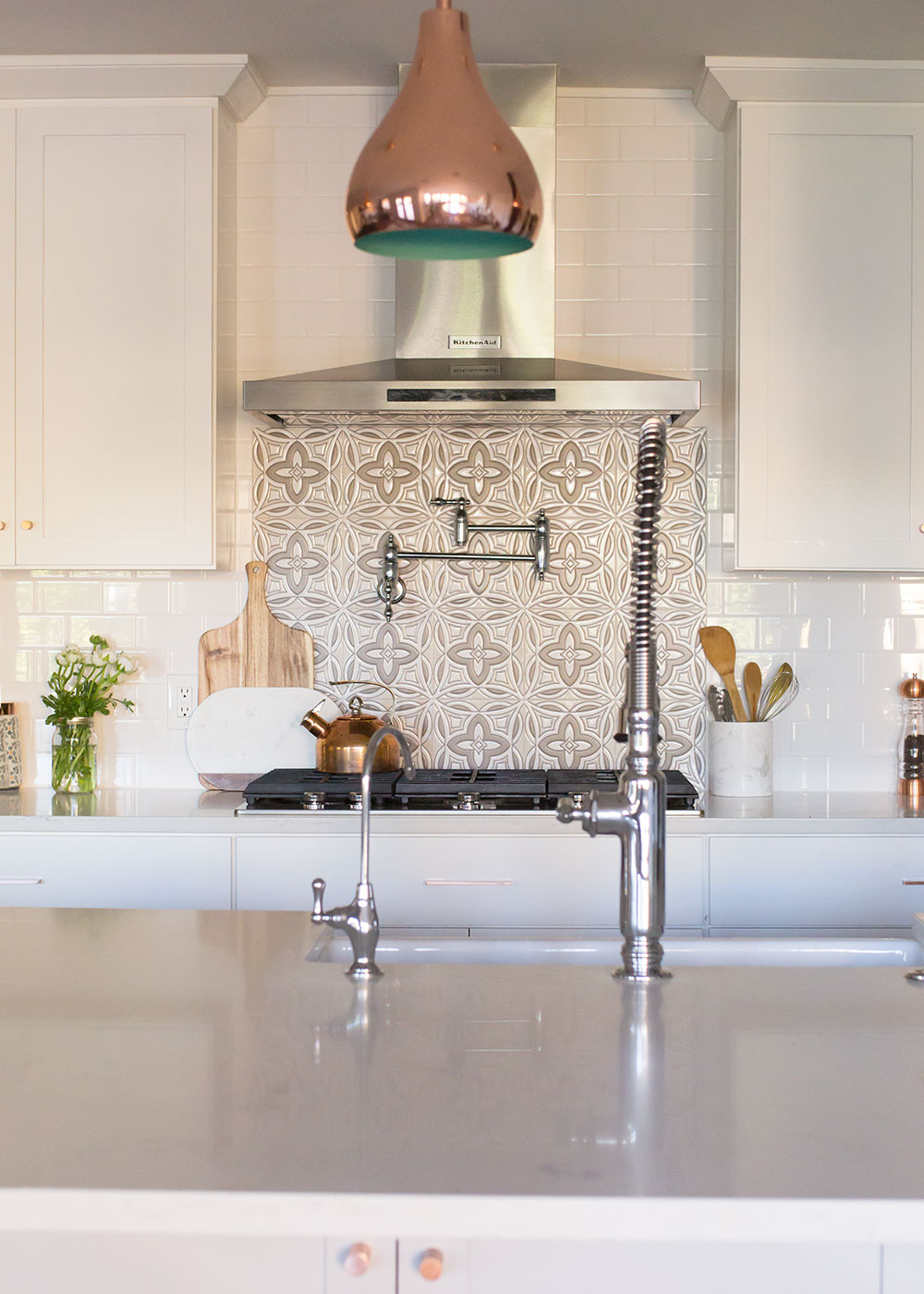 modern white bright bohemian kitchen reveal | thelovedesignedlife.com