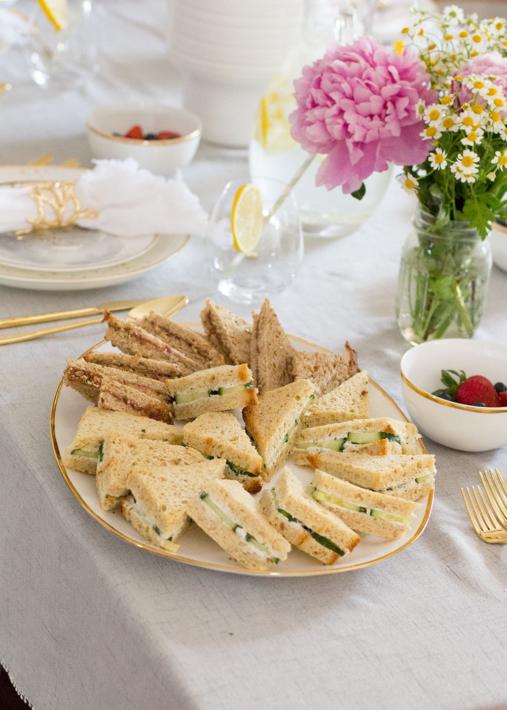 tea sandwiches for a mama luncheon to celebrate mother's day!