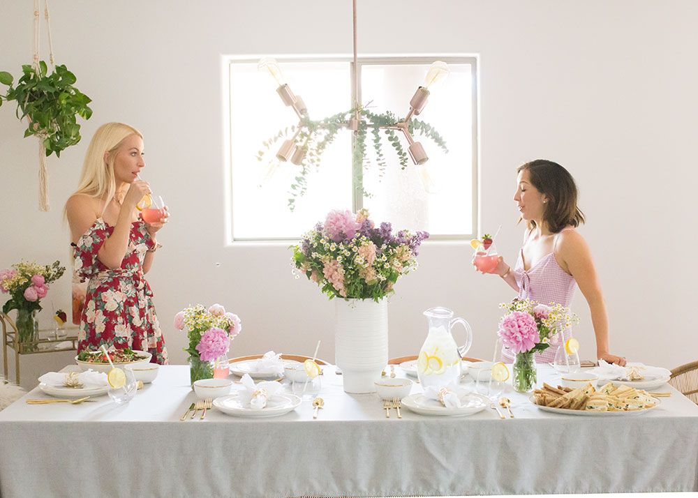 mixing and mingling at a mama luncheon | thelovedesignedlife.com #motherhood #community #tablescape #mothersday