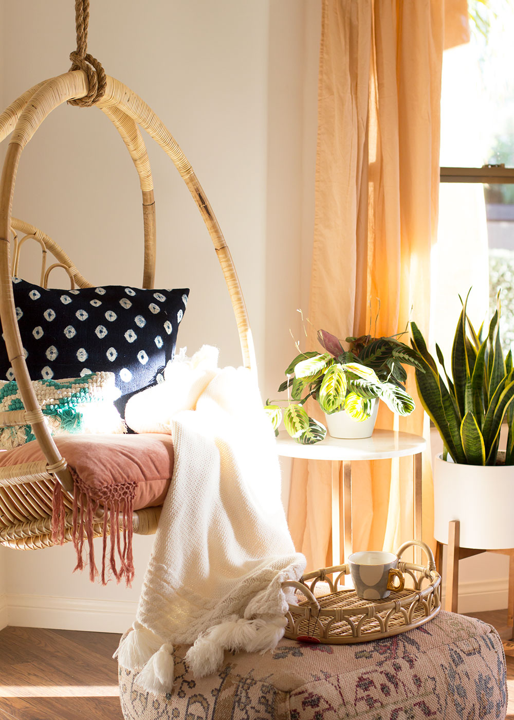 the prettiest bohemian reading nook in this master bedroom reveal | thelovedesignedlife.com #theldlhome #masterbedroom #bohovibes