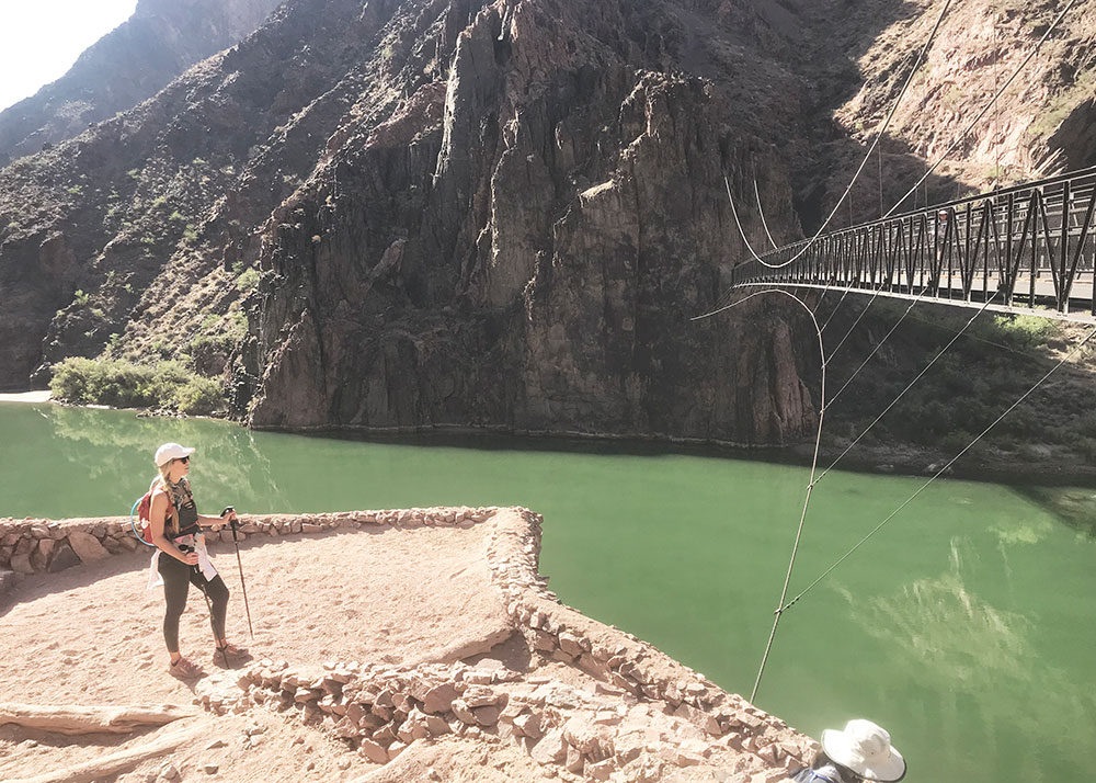 conquered my fear of crossing the bridge in our grand canyon hike | thelovedesignedlife.com #grandcanyon #rimtorim