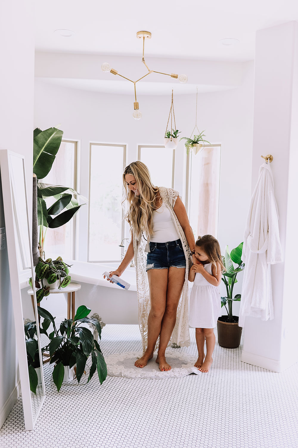 mama and mini, keeping the plants bug free with zevo instant action fly spray | thelovedesignedlife.com #bathroomgoals #masterbathroom #cleanhome #healthyhome #bestbugspray