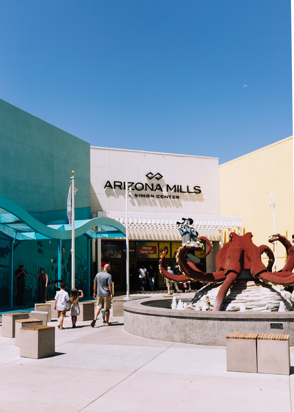 our family walking in to the Arizona Mills Shopping Center for some family fun! | thelovedesignedlife.com #arizonamills #funwithkids 