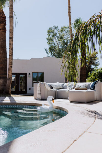 our pool with our new Big Joe outdoor sectional | thelovedesignedlife.com #backyard