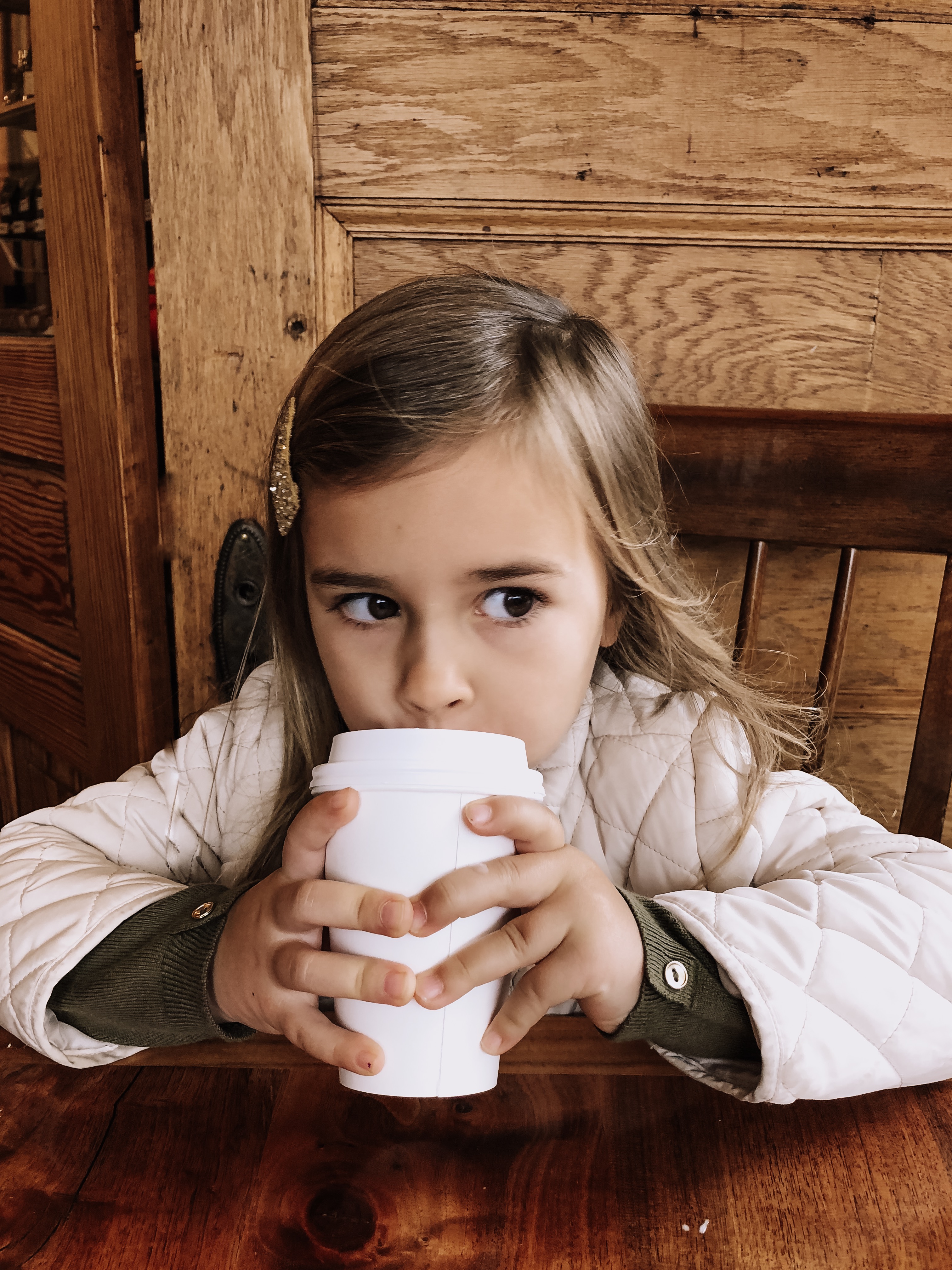 sipping hot chocolate at breakfast in south dakota | thelovedesignedlife.com #hotchocolate #cutekids 