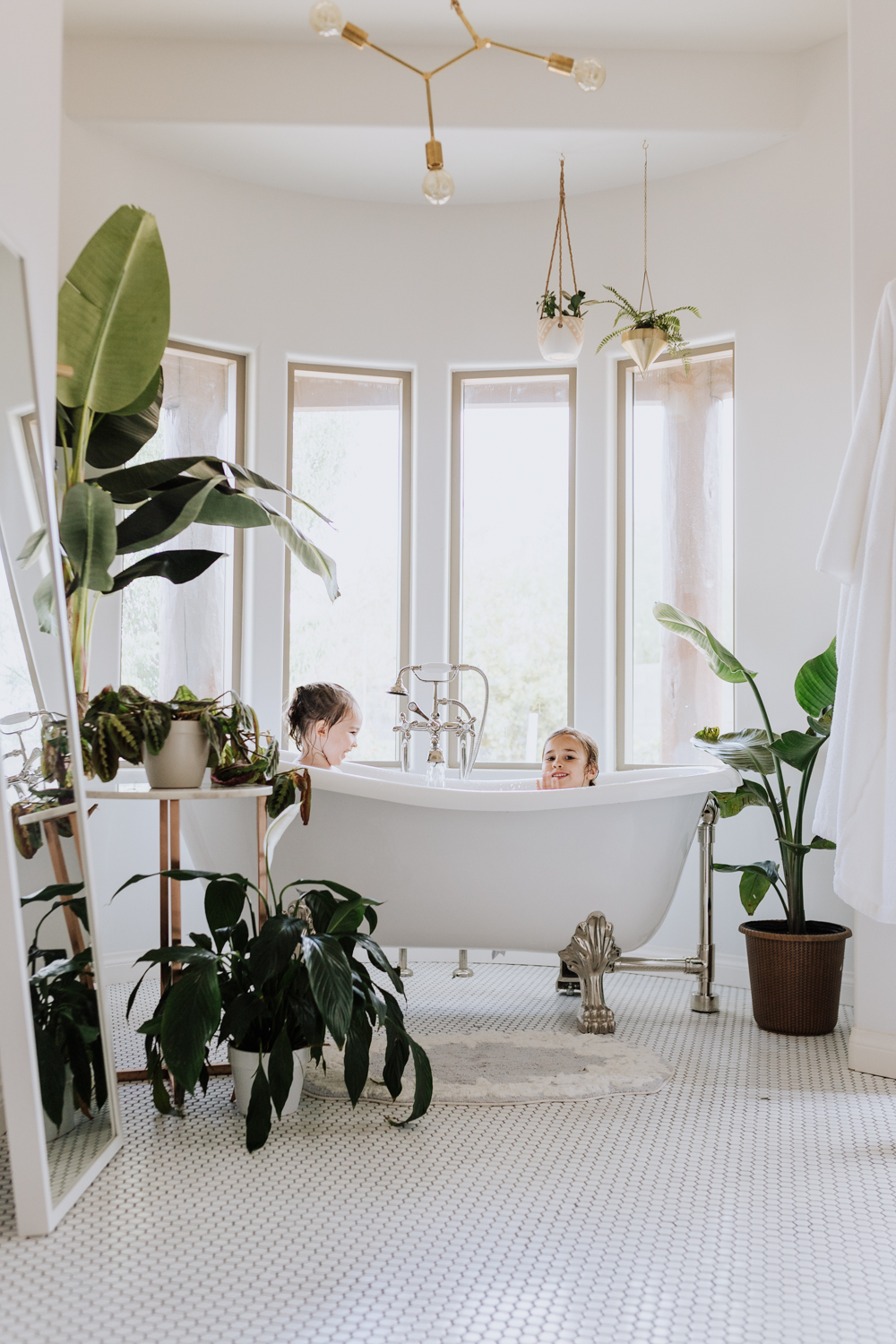 our babies in my claw foot tub. | thelovedesignedlife.com #bathtime #bedtime