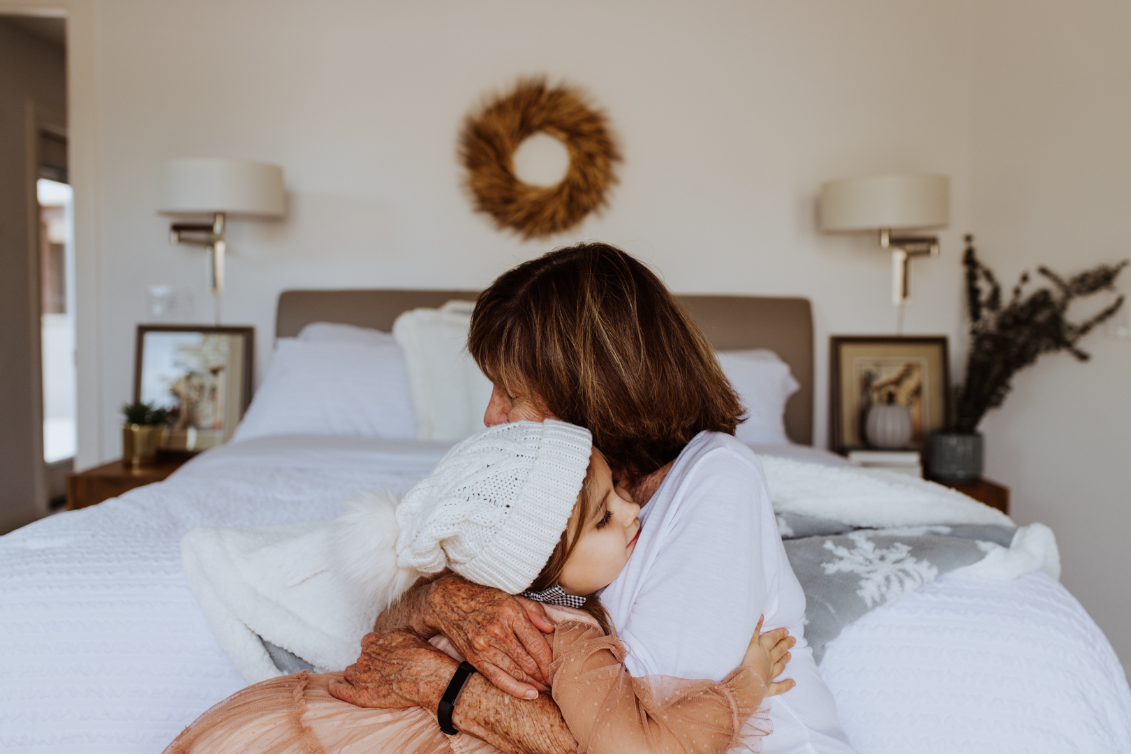 snuggles with nana in our newly updated for winter guest room. | thelovedesignedlife.com #winterbedding #holidays #familyvisit