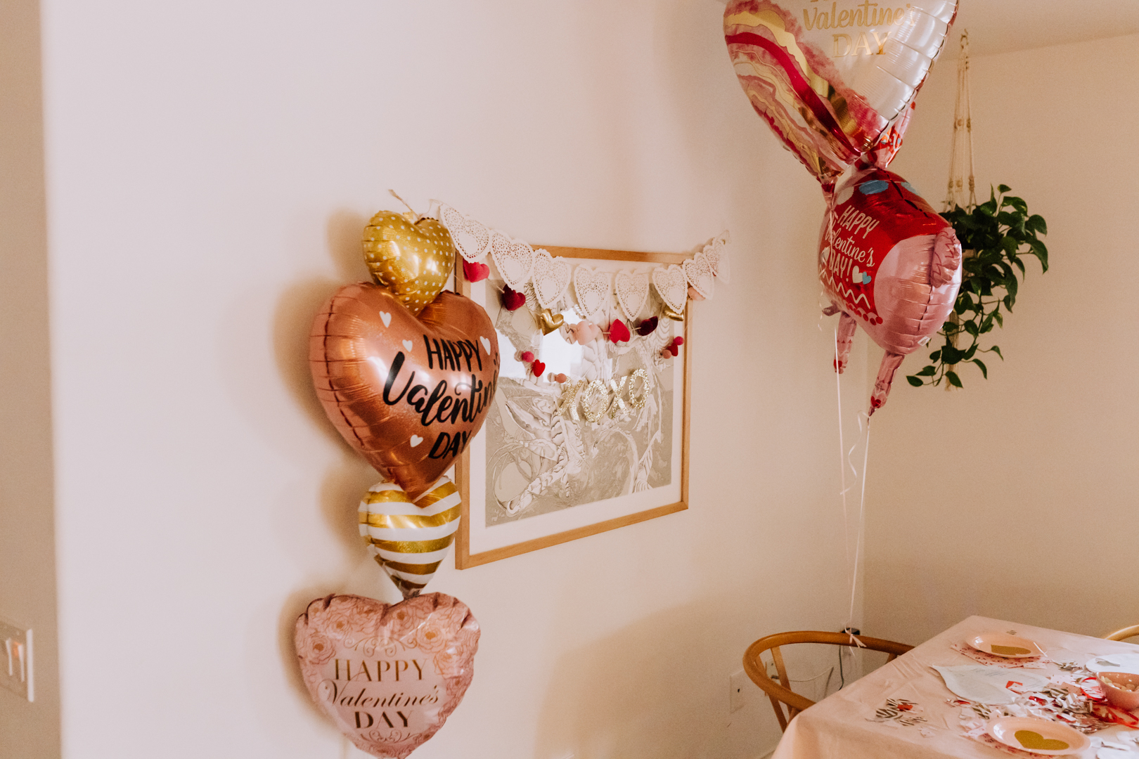 our local Fry's had the cutest Valentine's Day balloons and decorations for our party | thelovedesignedlife.com #valetinesday #decorations #partyplaydate