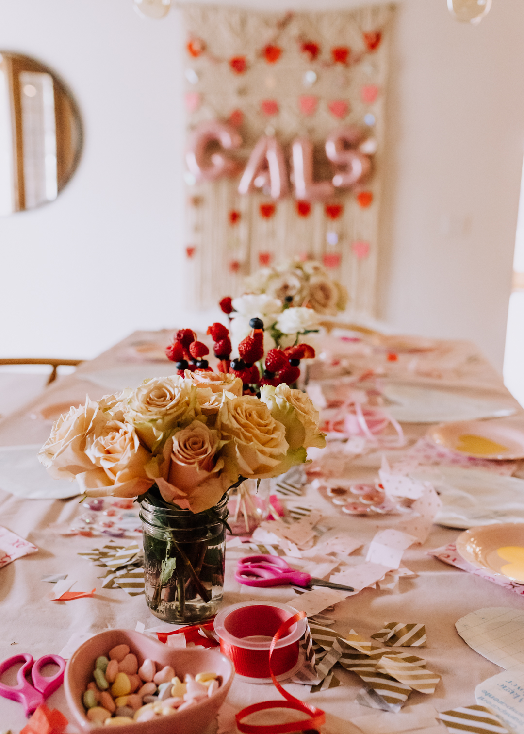 the spread for our little galentine's valentine's day playdate | thelovedesignedlife.com #valentinesday #valetinescraft #kidscraft #kids