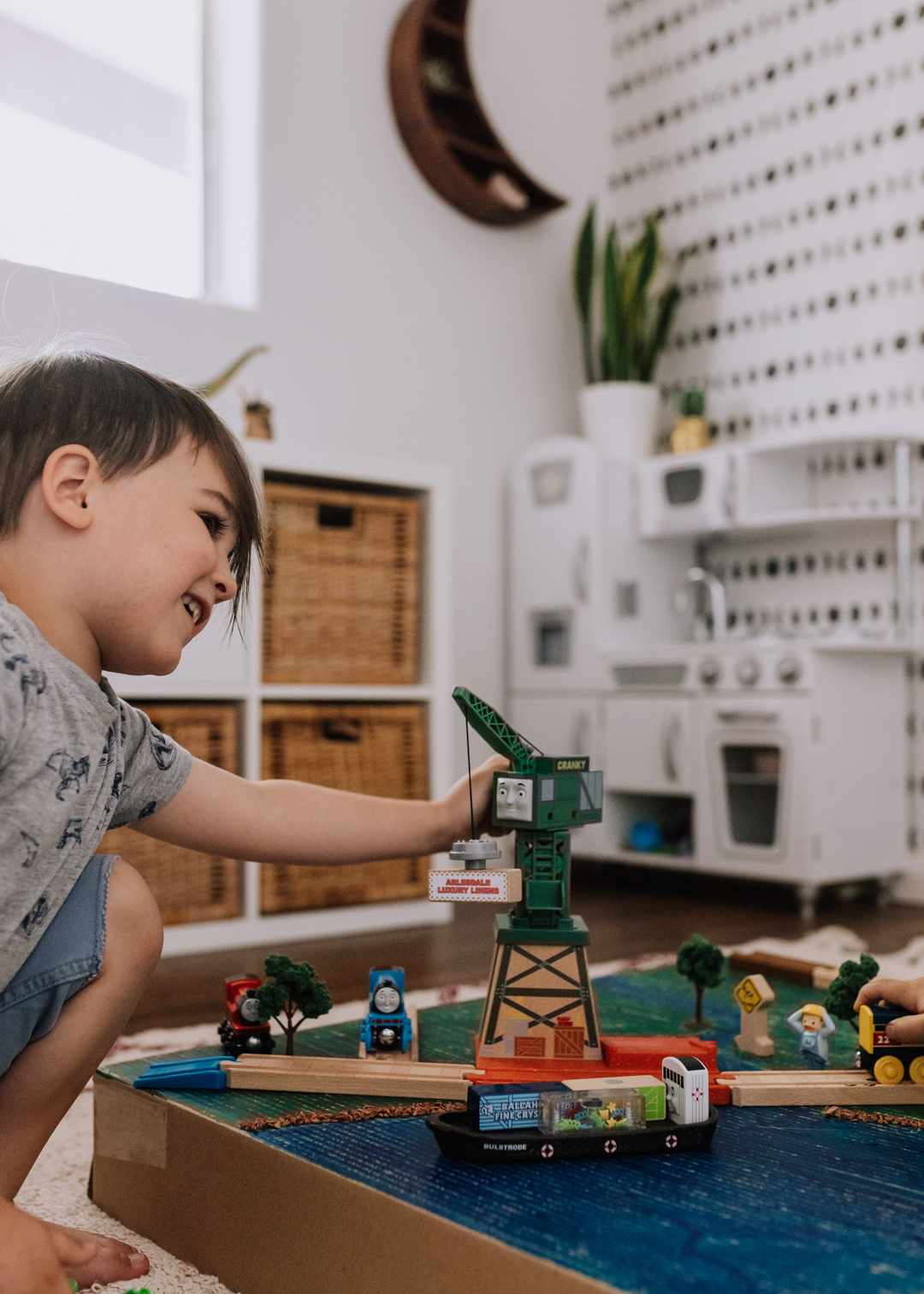 pretend play with Cranky the Crane | thelovedesignedlife.com