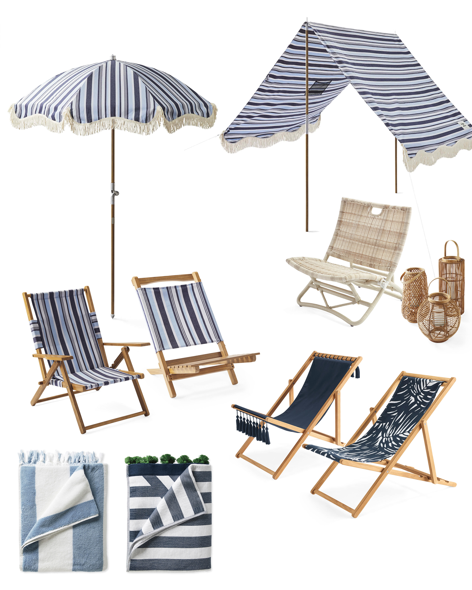 beach essentials for sun, shade, and sand