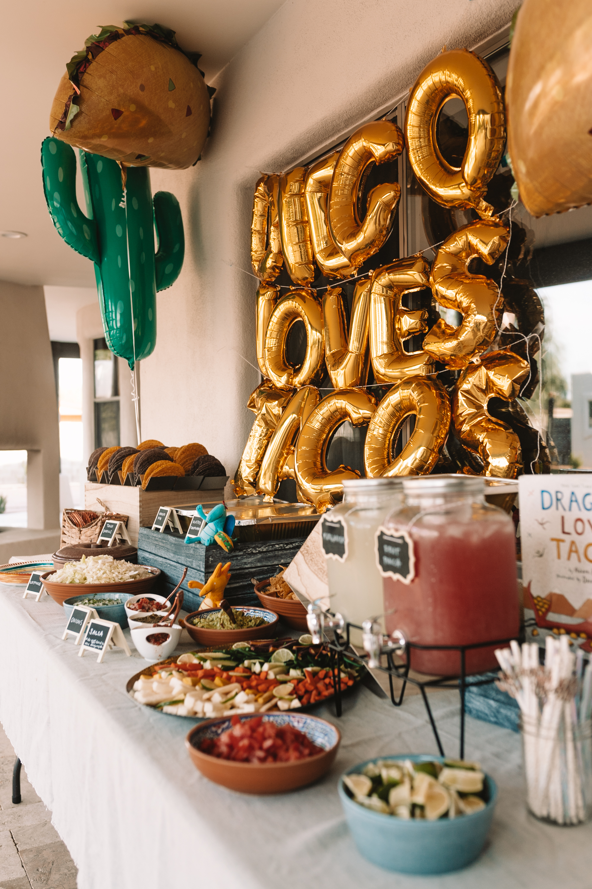 fruit punch and margaritas (of course) for this Dragons Love Tacos themed birthday party