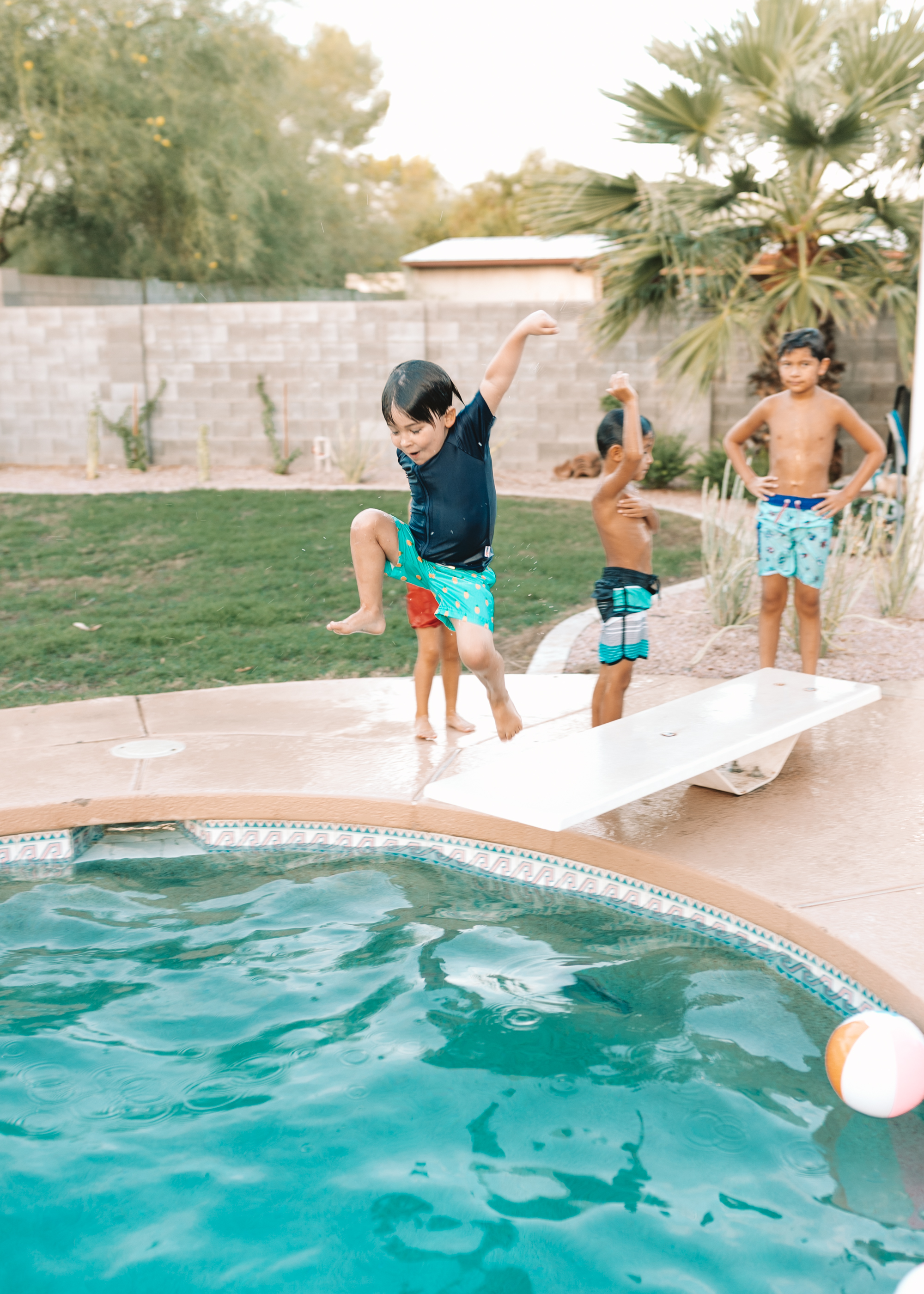 jumping off the diving board at the pool party #poolparty #summerbirthday