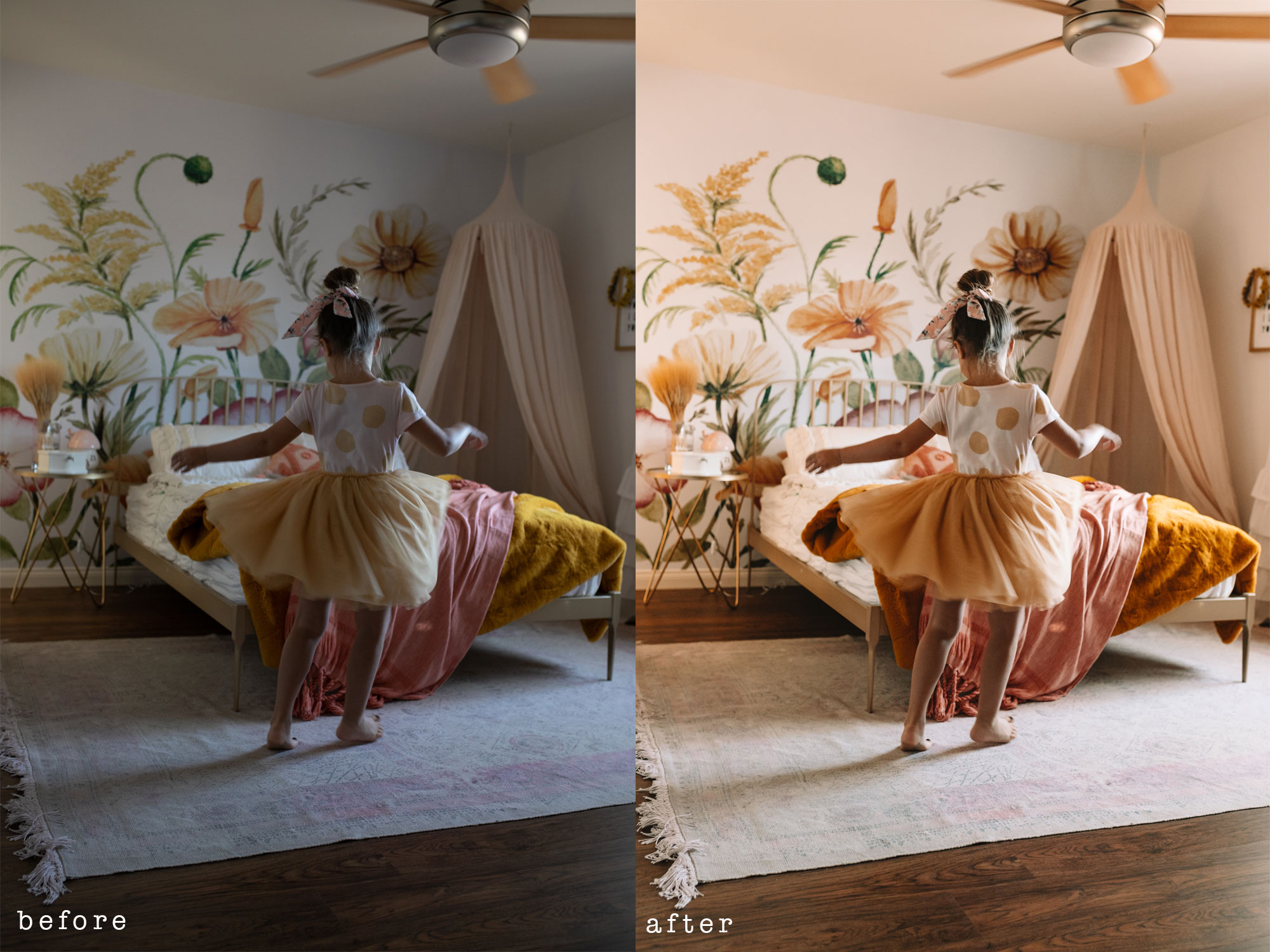 new presets from the lovedesignedlife #theldlpresets #lightroompresets #kidsroom #biggirlroom #photoediting