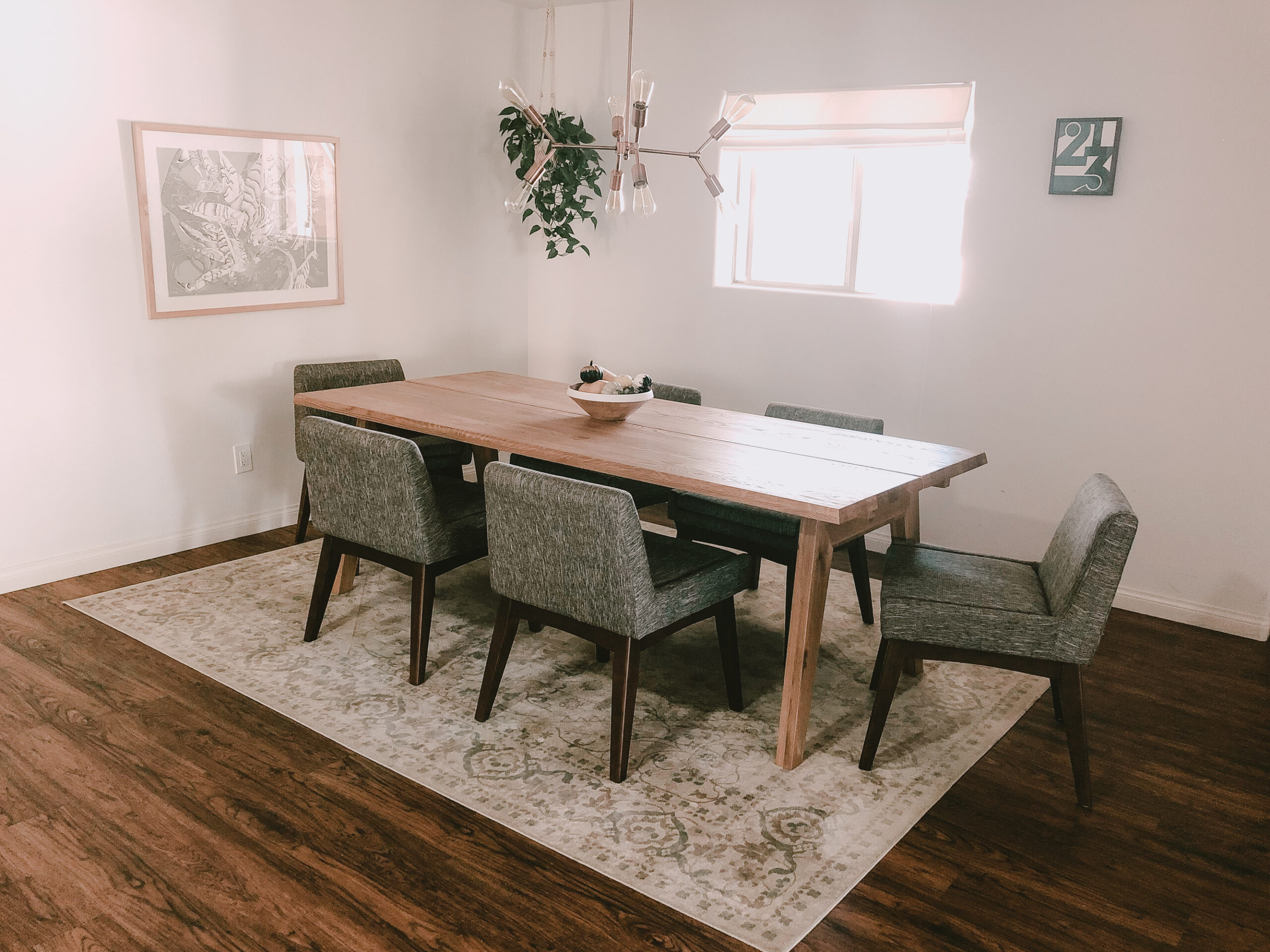 the chairs that didn't work quite right in our dining room and got sent back. #midcenturymodern #diningroomreveal #beforeandafter