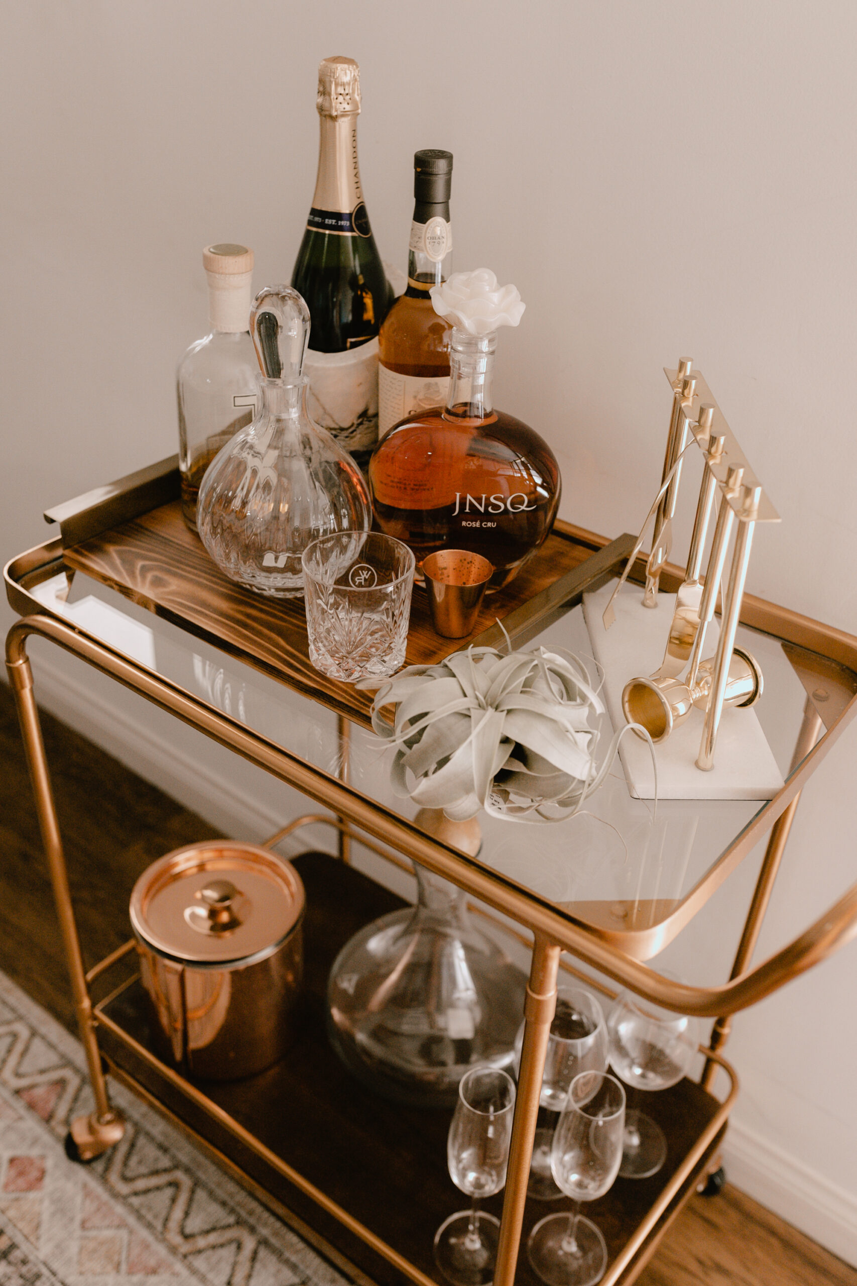 bar cart ready for the weekend! #theldlhome #barcart #barcartstyling