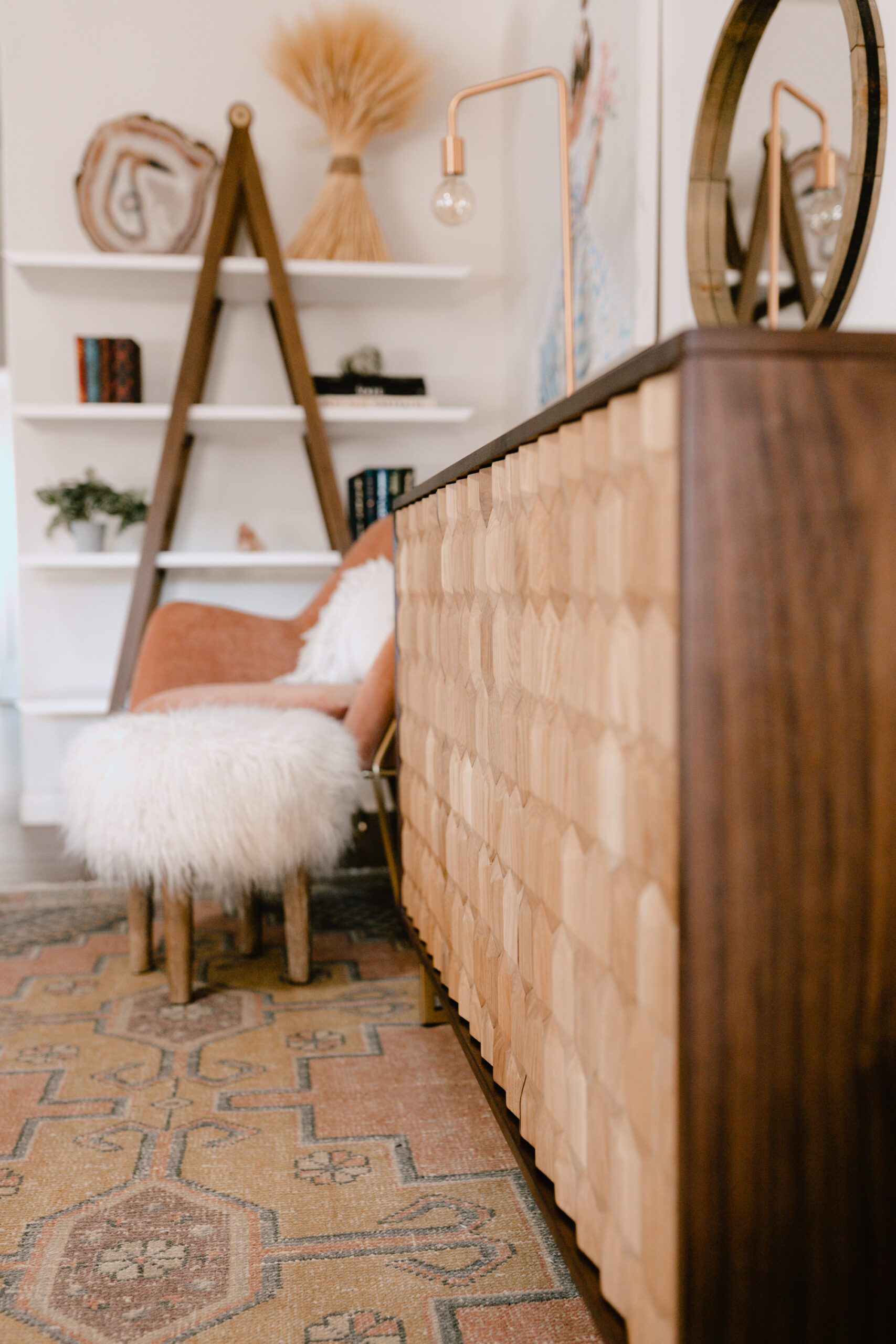 close up view of our new geome sideboard from article. #theldlhome #sideboard #homedesign #midcenturymodern