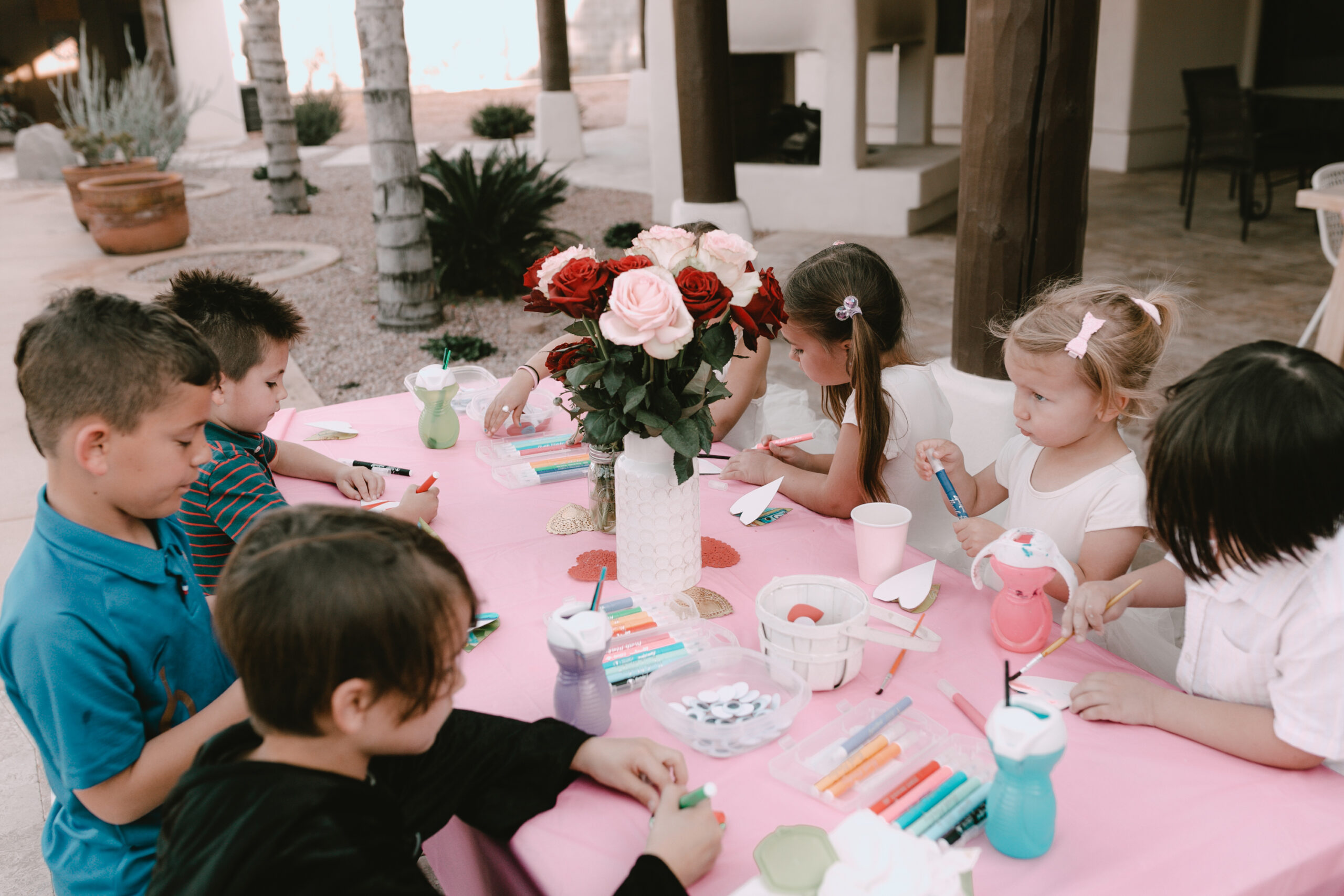 crafts for all ages at our valentine's day playdate. #thelovedesignedlife #loveday #valentinescraftparty